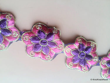 Green, Purple And Gold / Fuchsia Pink, Indigo And Gold Floral Trim - 200317L264/65